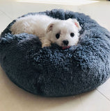 Round Plush Cat Bed House Soft Long Plush Cat Bed Round Pet Dog Bed For Small Dogs Cats Nest Winter Warm Sleeping Bed Puppy Mat - starlife2000