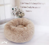 Round Plush Cat Bed House Soft Long Plush Cat Bed Round Pet Dog Bed For Small Dogs Cats Nest Winter Warm Sleeping Bed Puppy Mat - starlife2000