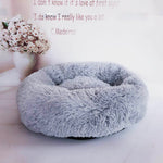 Round Plush Cat Bed House Soft Long Plush Cat Bed Round Pet Dog Bed For Small Dogs Cats Nest Winter Warm Sleeping Bed Puppy Mat - starlife2000