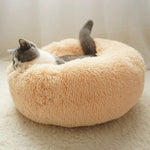 Round Plush Cat Bed House Soft Long Plush Cat Bed Round Pet Dog Bed For Small Dogs Cats Nest Winter Warm Sleeping Bed Puppy Mat - starlife2000