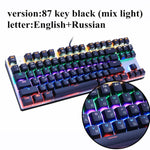 Metoo  Edition Mechanical Keyboard 87 keys Blue Switch Gaming Keyboards for Tablet Desktop  Russian sticker - starlife2000