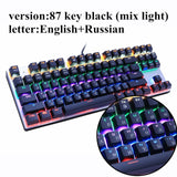 Metoo  Edition Mechanical Keyboard 87 keys Blue Switch Gaming Keyboards for Tablet Desktop  Russian sticker - starlife2000