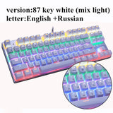 Metoo  Edition Mechanical Keyboard 87 keys Blue Switch Gaming Keyboards for Tablet Desktop  Russian sticker - starlife2000