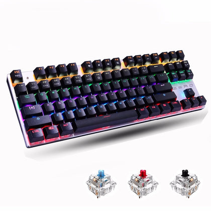 Metoo  Edition Mechanical Keyboard 87 keys Blue Switch Gaming Keyboards for Tablet Desktop  Russian sticker - starlife2000