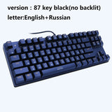 Metoo  Edition Mechanical Keyboard 87 keys Blue Switch Gaming Keyboards for Tablet Desktop  Russian sticker - starlife2000